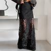 Vintage Black Lace Skirt Women Sexy See Through High Waist Loose Long Skirts Ladies Summer Fashion Versatile Streetwear For Commuting Vacation Skirt