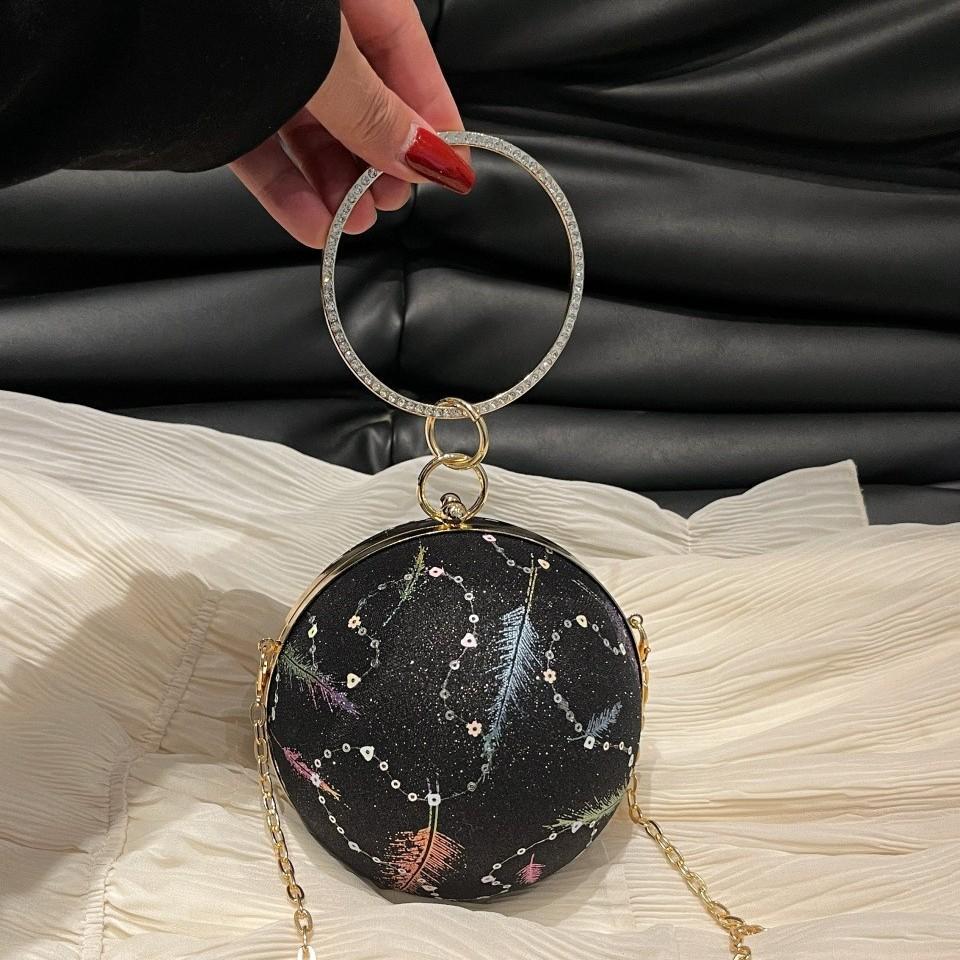 Sequin bag women's bag 2025 new European and American fashion niche design shoulder bag ins retro crossbody ball bag