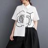 2025 Plus Size New Women Blouse Summer Basic Loose Printing Shirt Short Sleeve Vintage Shirt Casual Tops Tees