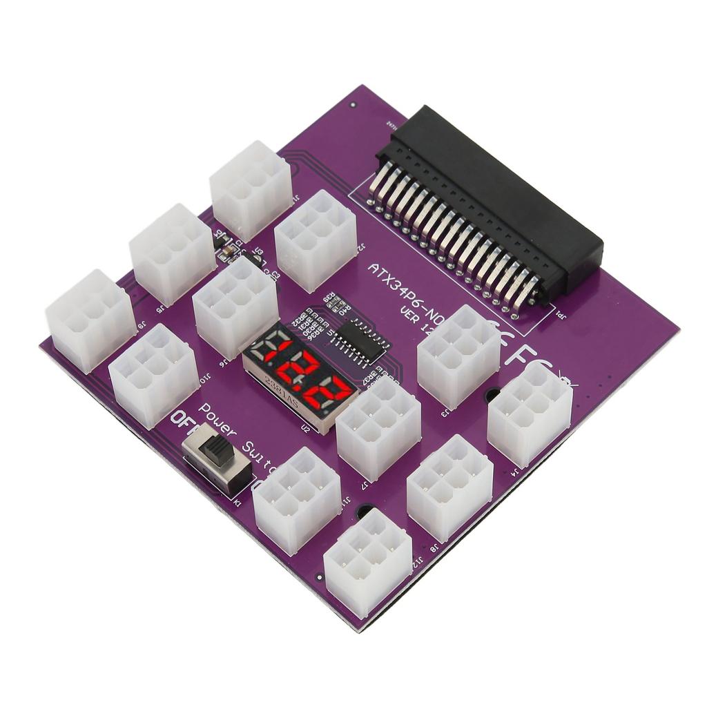 Адаптерная плата для GPU 6-контактная 12 портов Светодиодный дисплей Блок питания 1200 Вт Адаптерный разъем питания Карта для промышленности