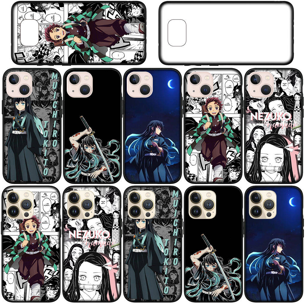 For Samsung Galaxy S24 S23 iPhone 16 15 14 Xiaomi Redmi Note 13 12 11 Plus 9 Pro Max X XR Case Muichiro Tokito Kamado Tanjiro Demon Slayer OPPO Huawei