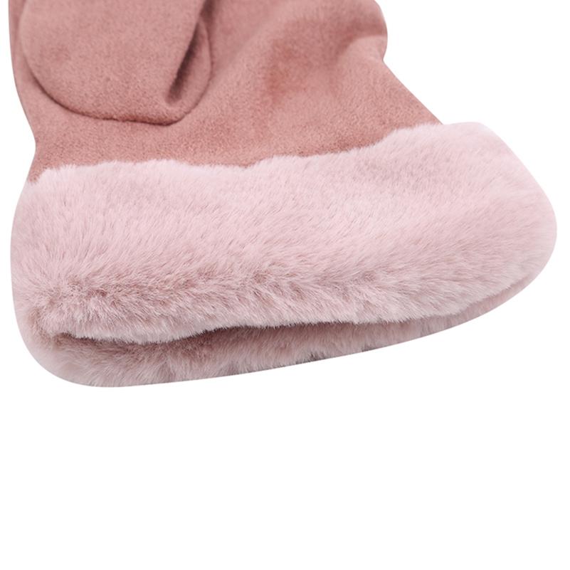 Женские замшевые перчатки Зимние перчатки с двойным мехом Теплые модные перчатки со снежинкой и вышивкой