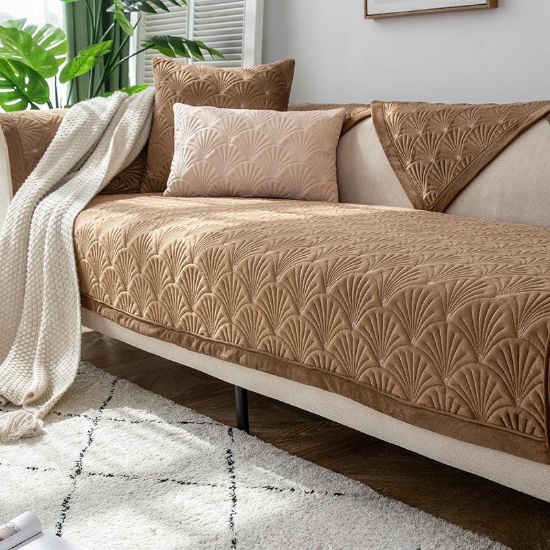 Универсальная нескользящая зимняя плюшевая утолщенная однотонная подушка для дивана на четыре сезона, простой скандинавский простой чехол для дивана, чехол