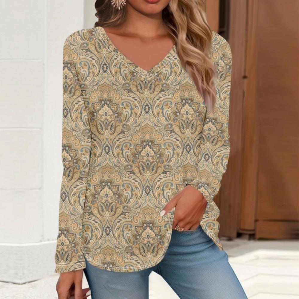 Женские топы, летние модные цветочные пуловеры с круглым вырезом, повседневные весенние топы для женщин, блузки с длинным рукавом