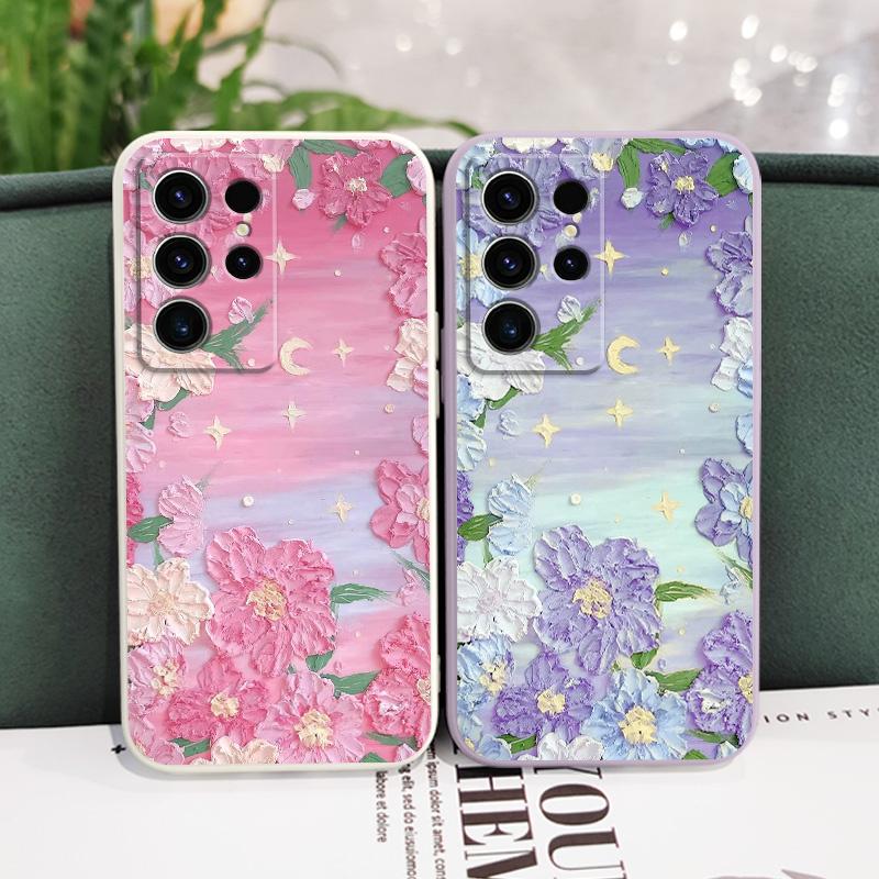 Чехол для телефона с цветочным пляжем для Samsung Galaxy S25 FE S24 S23 S22 S21 S20 S10 S10E Ultra Plus Note 20 Ultra 10 Plus
