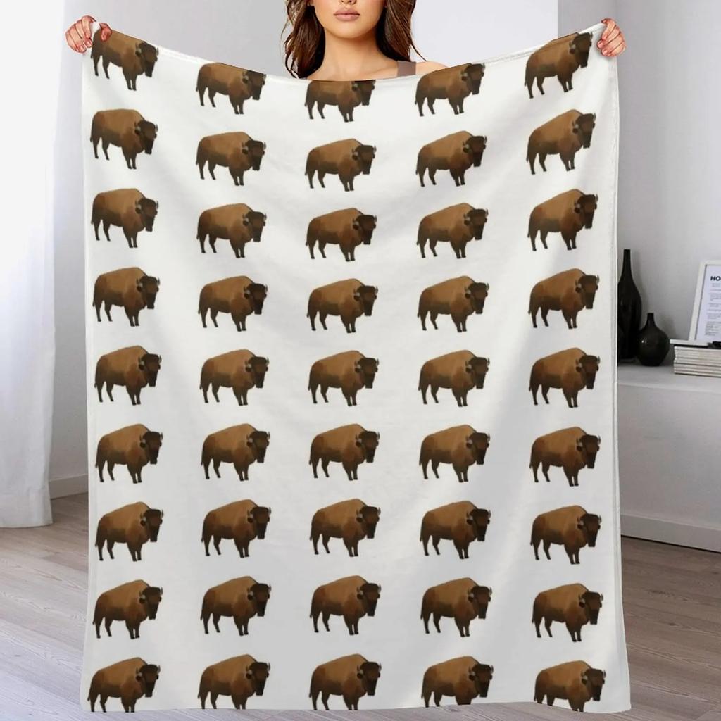 Bison Throw Blanket Shaggy Furry Soft Blanket for Bedroom Living Room