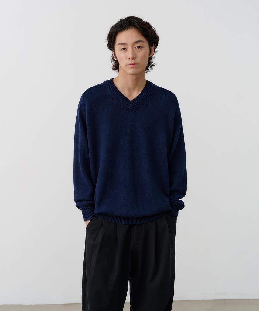 KNOUUN Layered V Neck Knit (Navy)
