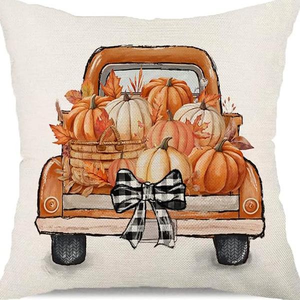 Autumn Thanksgiving Pumpkin Maple Car Line Printed Pillow Clothes Quilt Cover Room Decoration Sofa Cushion