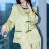 Long Sleeve Pajamas Trouser Suits New Chinese Style Sleepwear Jacquard Lounge Wear Spring Summer Casual Satin Home Wear Pyjama
