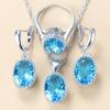 Wedding-Engagement 925 Silver Jewelry Sets AAA+ Quality Natural Crystal Bridal Costume 3-Piece Sets For Women 8-Colors Jewelry