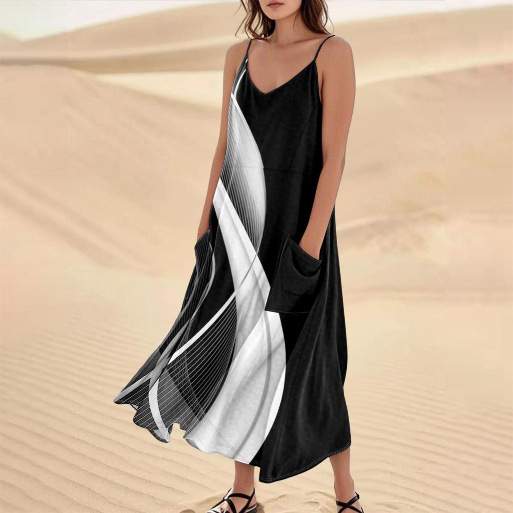 Женское летнее платье, повседневные свободные длинные пляжные платья для отдыха