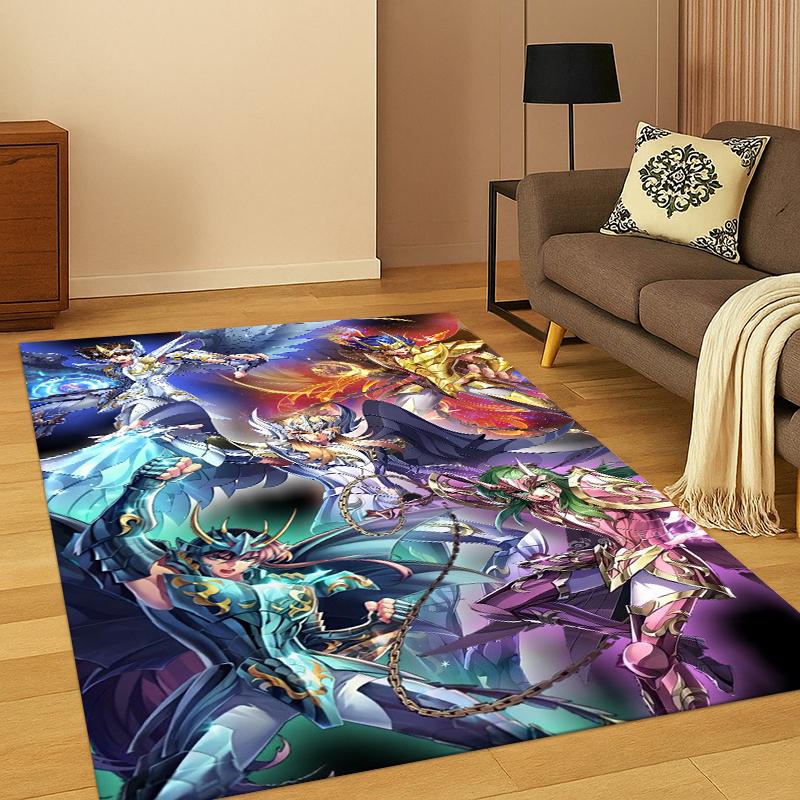 Мультяшный ковер-коврик Saint Seiya Anime для спальни, гостиной, дивана, игровой комнаты, коврик для прихожей, декор для дома, коврик для детской игровой зоны, нескользящий, подарок