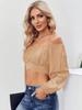 Women's Off Shoulder Ruched Tie Back Crop Top Lantern Sleeve Boho Summer Blouse