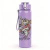 1PC Colorful warrior character graphic print 750ml colorful plastic sports water bottle leakproof pop lid with straw for outdoor office home use