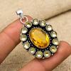 Citrine Gemstone 925 Sterling Silver Handmade Wedding Pendant Jewelry на День Благодарения