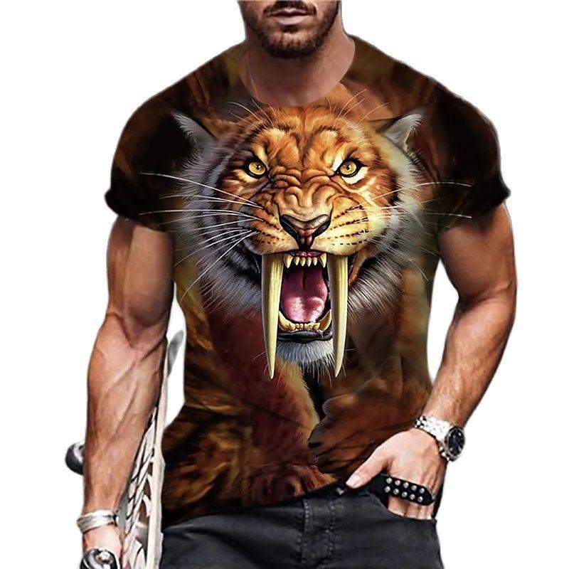 Мужская повседневная футболка с коротким рукавом с принтом животных в стиле ретро на 3D-принте Мужская футболка