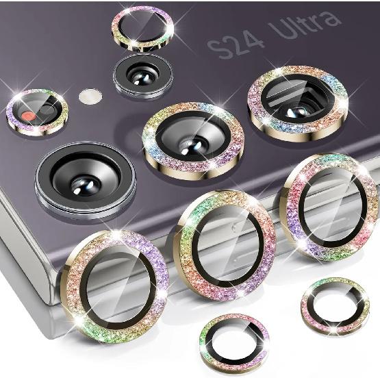 Стеклянная пленка с алмазным блеском для объектива Samsung Galaxy S26 Ultra Plus HD Clear Защита камеры для Samsung S25 S24 Металлическое кольцо Пленка для объектива 4