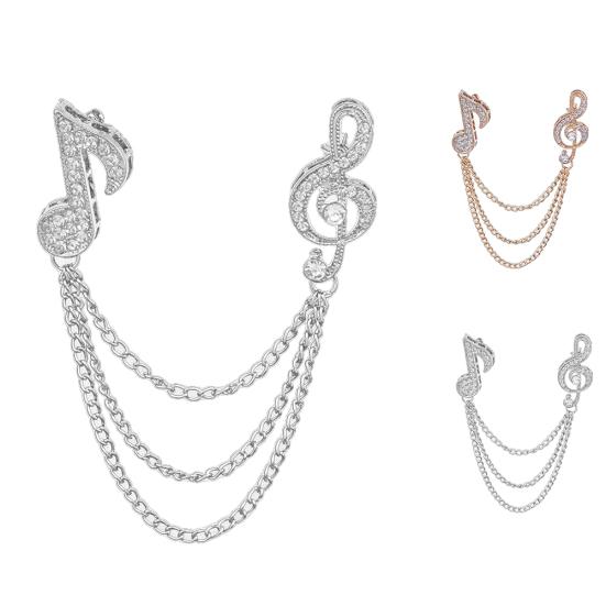 Унисекс горный хрусталь музыкальная нота цепочка кисточка брошь булавка нагрудный значок шаль ювелирные изделия