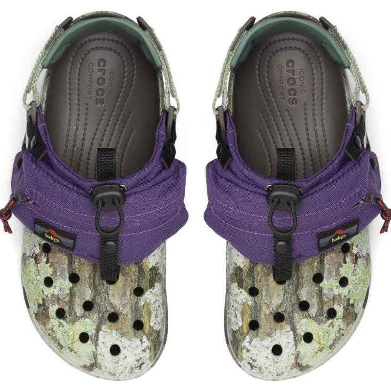 Bodega x Crocs All-Terrain "NICT-TECH" Клоги Нескользящие и Износостойкие Сандалии Унисекс Фиолетовый Зеленый