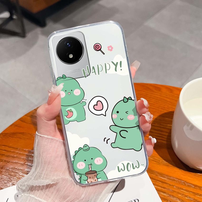 Для Vivo Y02 Y02A Y02S Y10 Y11 Y12 Y12a Y15 Y15a Y16 Y17 Y19 Прозрачные ТПУ Чехлы с Рисунком Морского Кита Ударопрочные Задние Крышки Для Vivo Силиконовый Корпус Телефона