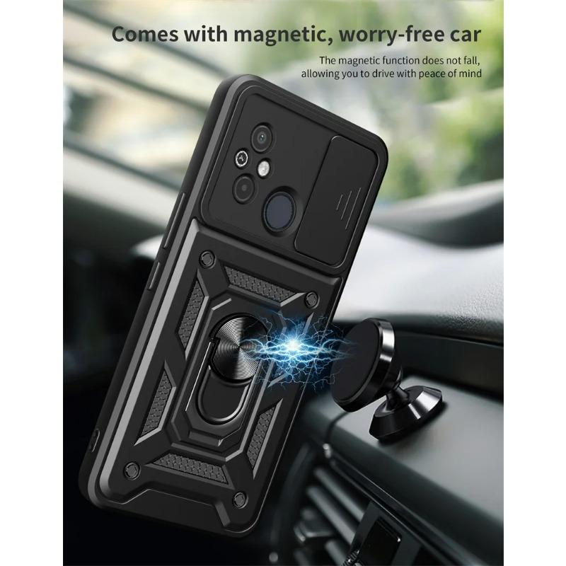 Для Xiaomi Redmi 12C чехол противоударный Armor Ring Holder телефонные чехлы для Xiaomi Redmi 12C 12 C Redmi12C Slide Lens Protective Cover