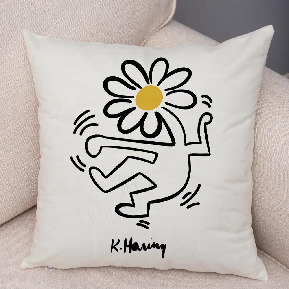 Nordic Style Plush Throw Pillow Case Abstract Keith Artwork Cushion Cover for Sofa Home Car Decor Geometric Art Print Pillowcase