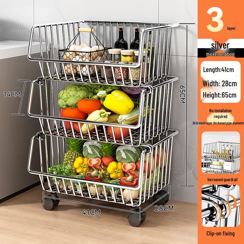 Подвижная кухонная тележка для хранения из нержавеющей стали Найцзян