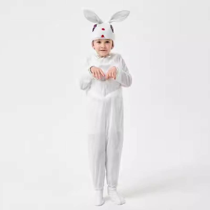Очаровательный детский костюм белого кролика для Хэллоуина и косплея, унисекс комбинезон