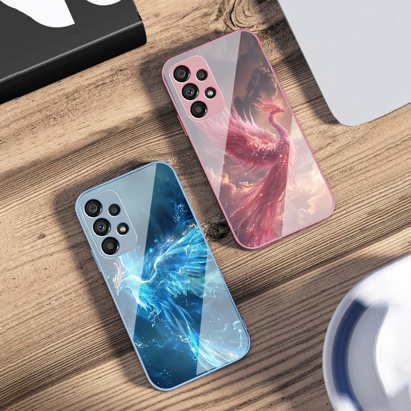 Чехол для телефона из закаленного стекла Golden Phoenix Unfolding для Samsung Galaxy S10 4G S20 11E 30 S21 22 S24 Fe Pro S23 S25 Ultra 5G S9