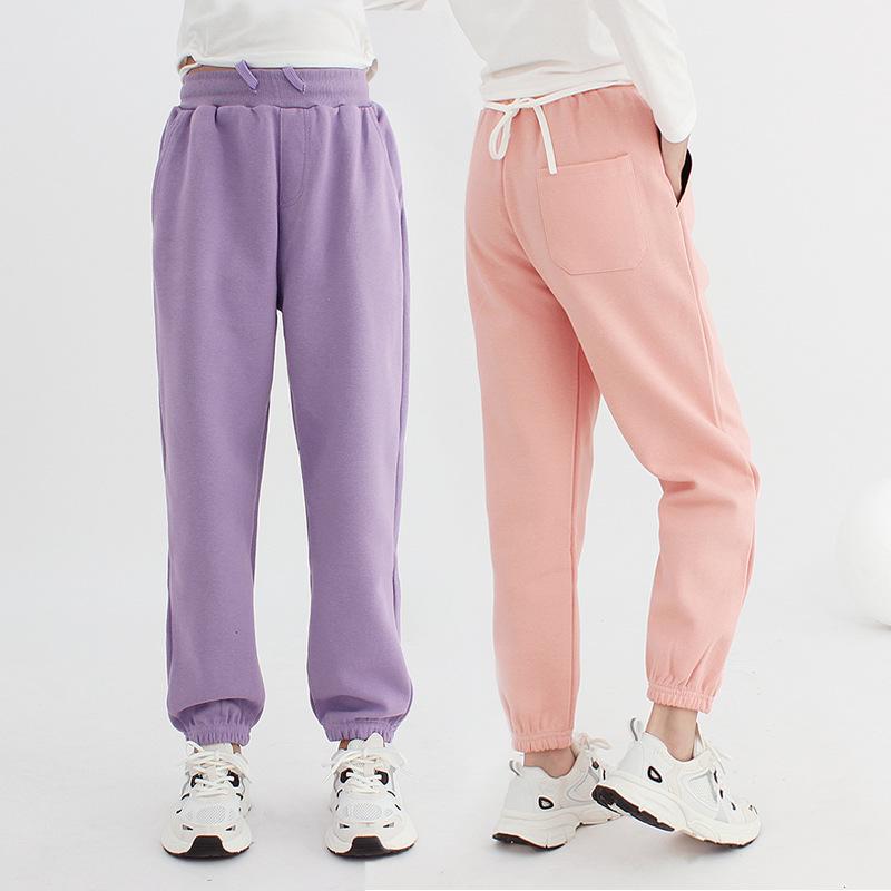 Korean Style Spring Children's Solid Color Trousers - New Girls' All-Match Casual Sports Pants