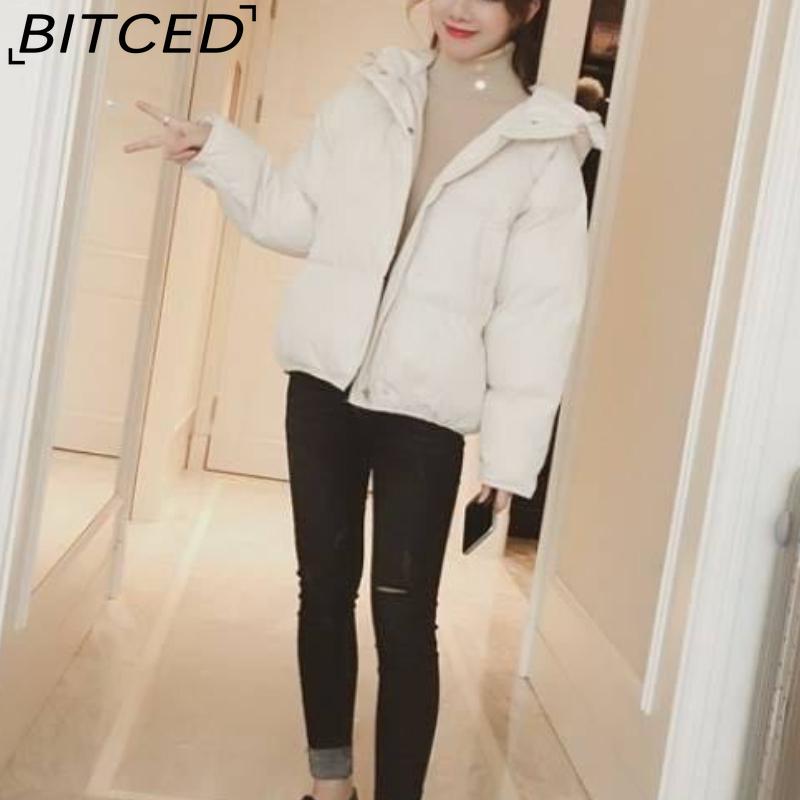 BITCED Winter Coat for Women - Cropped, Oversized Hooded Jacket Puffer Coat / Down Jacket