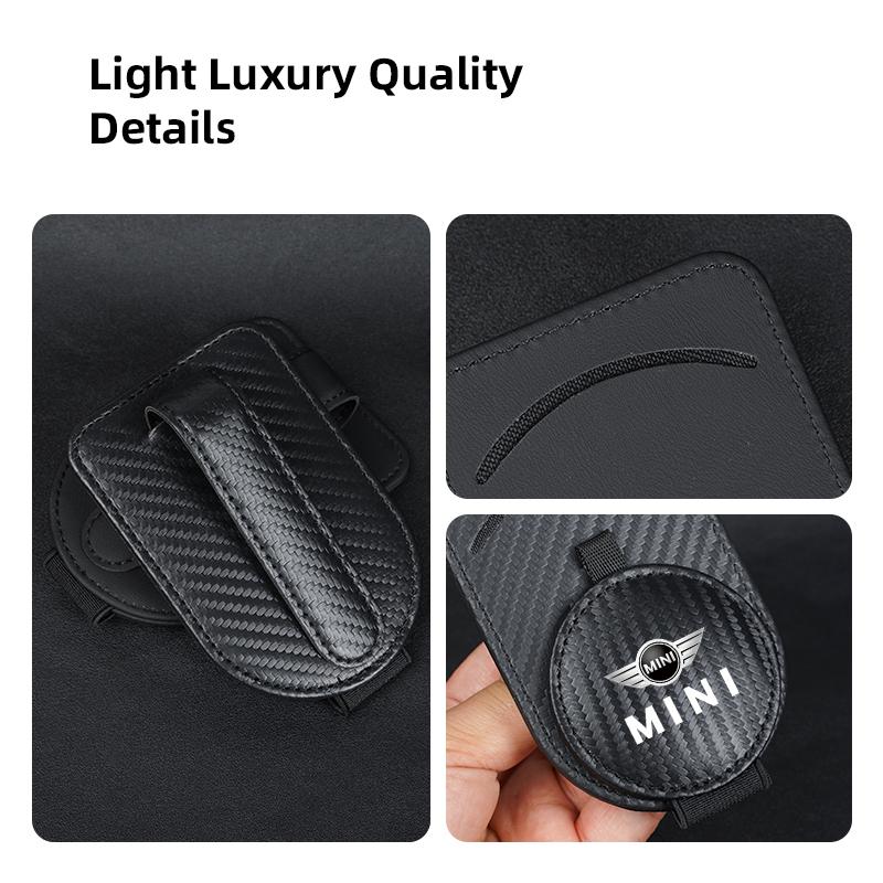 Leather Car Glasses Clip Sunglasses Box Sun Visor Eyeglasses Card Holder For Mini Cooper One JCW F54 F55 F56 F57 F60 R53 R55 R56 z1