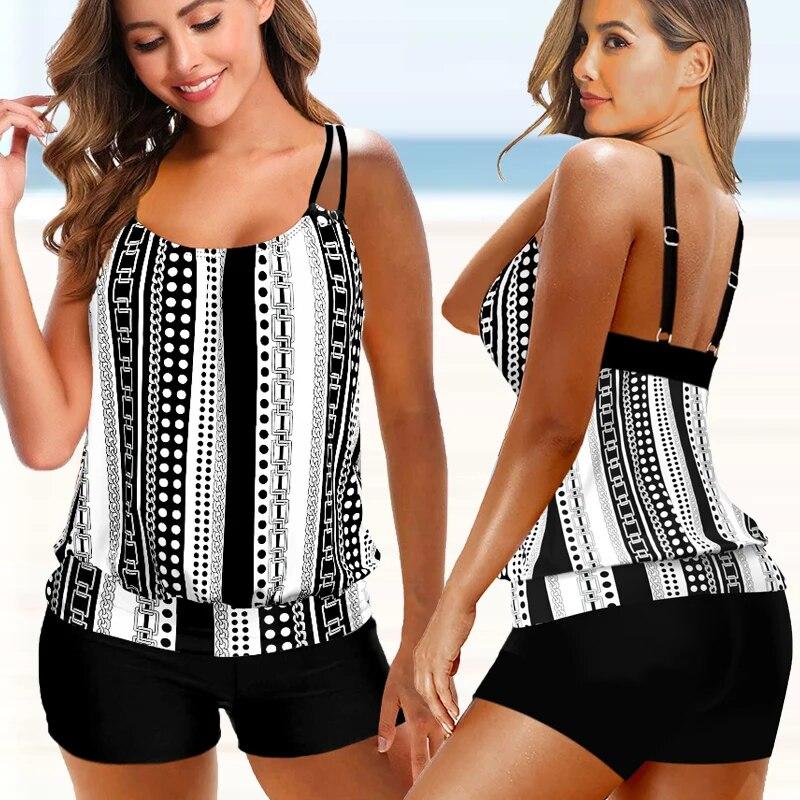2024 Women Beachwear Swim Tankini Monokini Swimwear Bathing Suit Two Pieces Swimsuits Plus Size Printed Tankinis