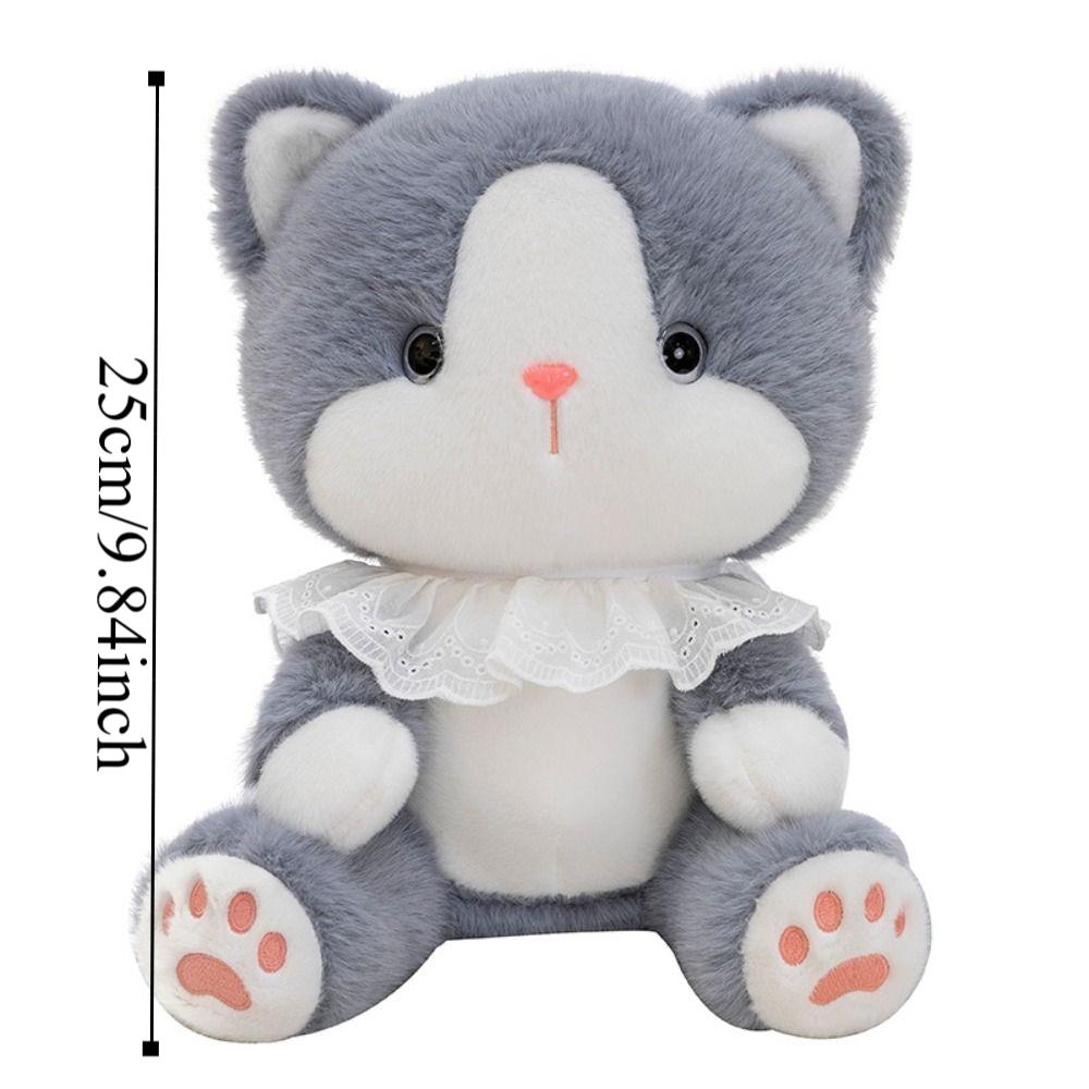 Fluffy Cat Plush Doll Lace Scarf Cat Stuffed Toy Kawaii Cat Baby Doll  Birthday