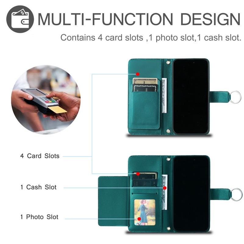 Чехол для Samsung Galaxy S23 S24 FE S25 Plus Ultra Luxury Flip Wallet Case из искусственной кожи с отделениями для карт и подставкой со шнурком