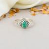 Green Onyx 925 Sterling Silver Pear Gemstone Green Stone Handmade Jewelry Ring For Women