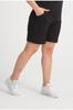Women's Fashion Big Size Shorts & Bermudas Large Size Elastic Waist Pocket Combed Cotton Shorts Black A001