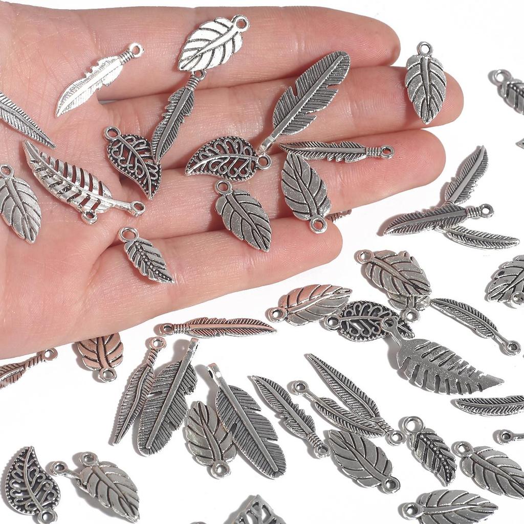 10-50pcs 10 Styles Metal Zinc Alloy Leaves Charms Fit Jewelry Pendant Charms Makings
