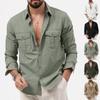 New European and American Men's Shirt Multi-pocket Casual Long-sleeved Top for Men