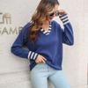 Autumn and Winter Striped Lapel Sweater Women's Loose Long Sleeve Knitwear