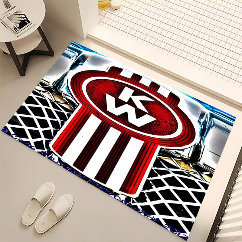 1pc Kenworth LOGO Print Area Rug - Soft, Washable Non-Slip Indoor Mat, Living Room, Home Office Decorative Rug,Office Decorative