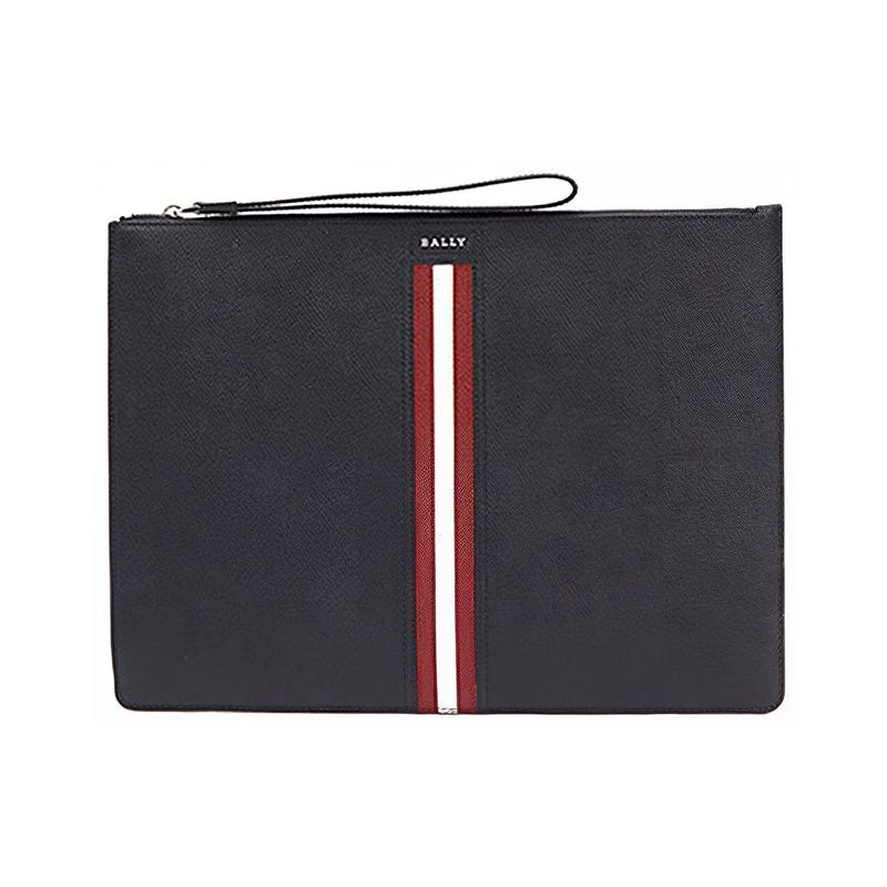 Bally Полосатый Декорированный Кожаный Клатч Мужской клатч Черный THALDEN-LT-10