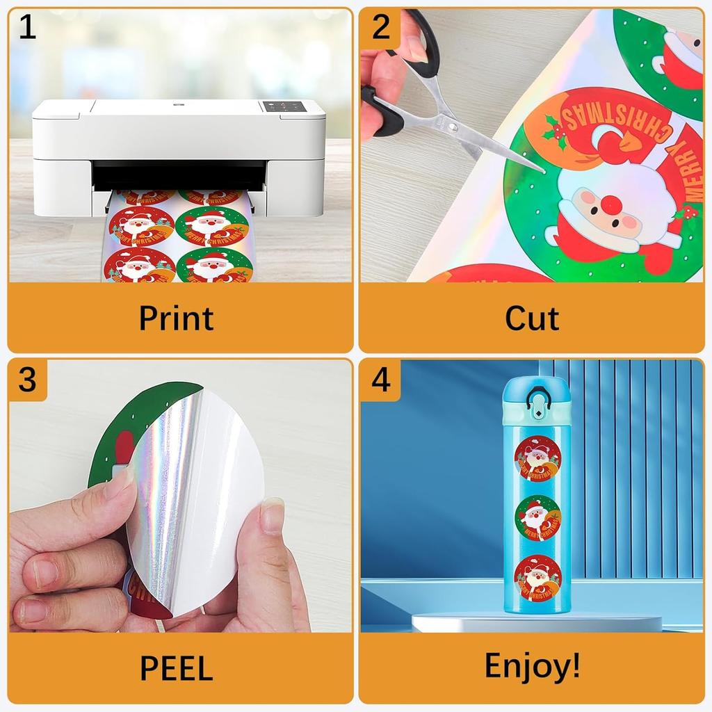 30 листов Премиальная голографическая самоклеящаяся бумага для струйного принтера, 8,5x11" Голографическая бумага для принтера, водостойкая, быстро сохнет, яркая