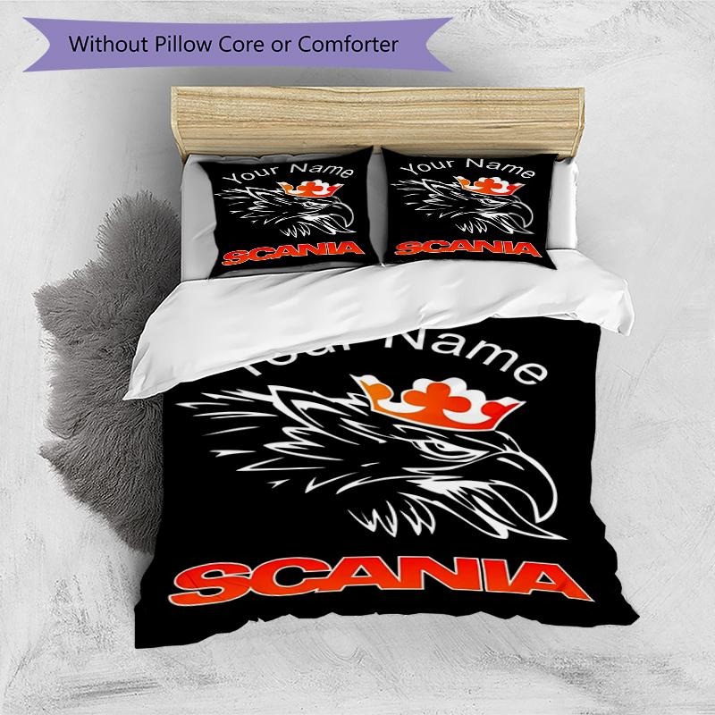 Scania Eagle Custom Name Text Print 1Pc Bedding Set Duvet Cover With Two Pillowcases Soft Bed Linen For Household Bedroom