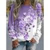 Floral Hoodie Women Fashion Hoodies Flower 3d Print Round Neck Long Sleeve Hoodie Elegant Harajuku Sweats Gym Tracksuit Clothing
