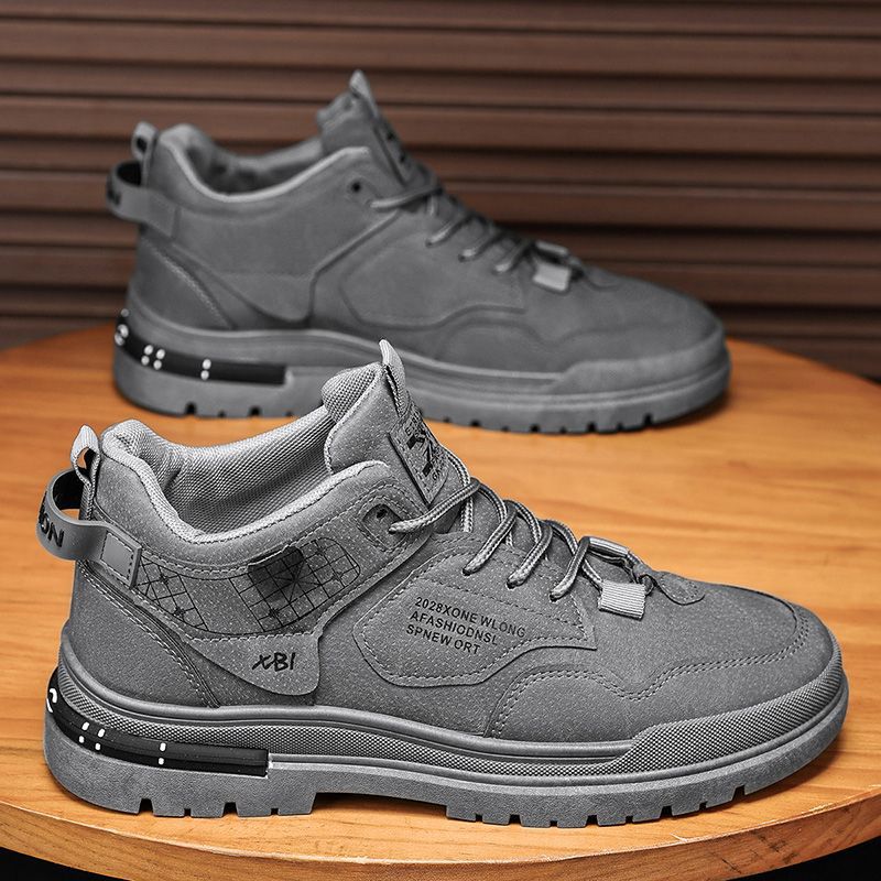 Модные мужские высокие рабочие ботинки, противоскользящие, износостойкие, на платформе, увеличивающие рост, для активного отдыха, для пеших прогулок, удобные, осенние новинки