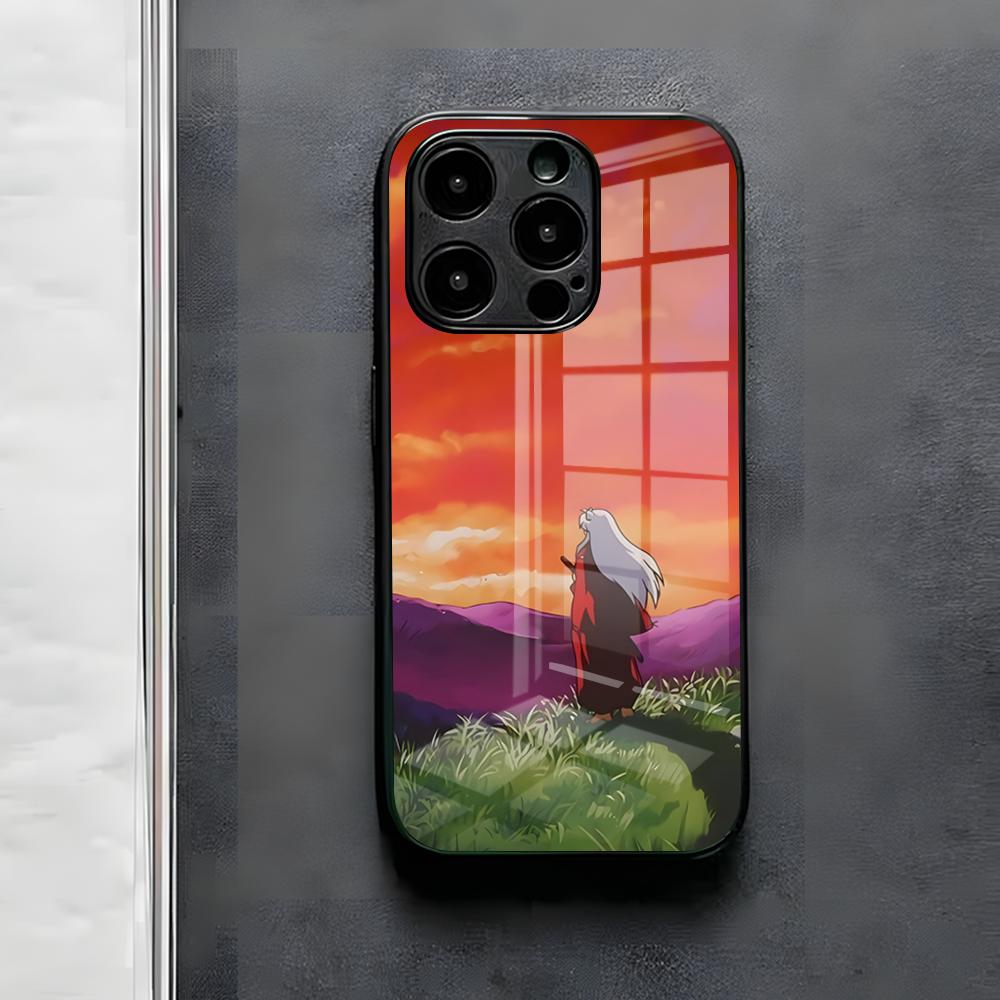 Anime I-Inuyasha Phone Case For IPhone 17 Air 16 E Pro Max 15 14 13 Mini 12 Pro 11 Max Plus Black Glass Cover