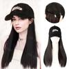 Hat Wig Synthetic Wig With Adjustable Hat In Ladies' Coffee Baseball Cap Wig For Daily Wear