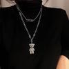 Women's Trendy Hip-Hop Bear Double-Layer Sweater Necklace - 2025 Autumn/Winter Niche Design
