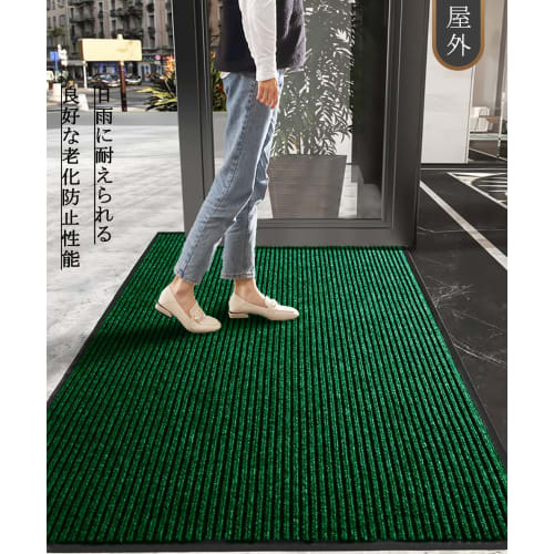 Bcrio Large Entrance Mat, Outdoor/Indoor, Non-Slip, Absorbent, Mud-Resistant, for Commercial and Home Use, Office/Store (Green, 60x90cm)